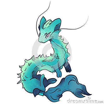 Clipart blue azure dragon with long tail Stock Photo